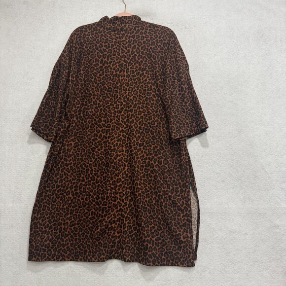 Dressed In Lala Dress Womens Large Brown Leopard Mock Neck Oversized Tunic - Picture 7 of 8